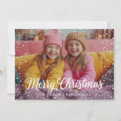 冬の雪のオーバーレイMerry Christmasフォトカード シーズンカード (正面)
