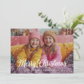 冬の雪のオーバーレイMerry Christmasフォトカード シーズンカード (スタンド正面)