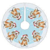 冬の雪のキャロルの歌う犬の木のワイシャツ ブラッシュドポリエステルツリースカート (正面)