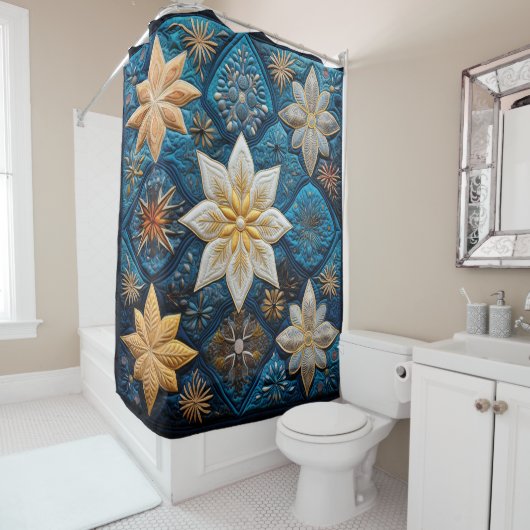 冬の雪のキルトシャワーカーテン シャワーカーテン (インサイチュ)