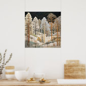 冬の雪のキルトポスター ポスター (キッチン)