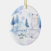 冬の雪のクマArticsビッグブラザークリスマス セラミックオーナメント (右)