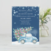 冬の雪のクリスマスカー結婚ズ 招待状 (スタンド正面)