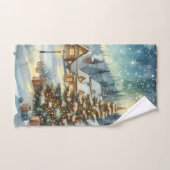 冬の雪のクリスマスツリー ハンドタオル (ハンドタオル)