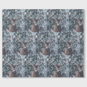 冬の雪のクリスマスディアー ラッピングペーパー (フラット)