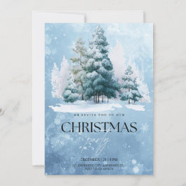 冬の雪のクリスマスパーティーのご招待 招待状
