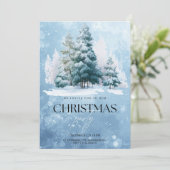冬の雪のクリスマスパーティーのご招待 招待状 (スタンド正面)