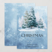 冬の雪のクリスマスパーティーのご招待 招待状 (正面/裏面)