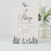 冬の雪のクリスマス結婚の 出欠カード (スタンド正面)