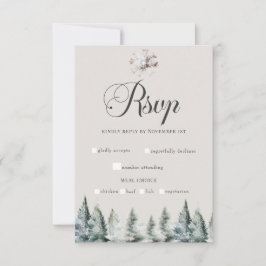 冬の雪のクリスマス結婚の 出欠カード