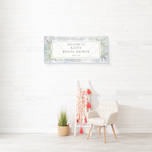 冬の雪のグリーンウェルカムカード 横断幕 (インサイチュ)