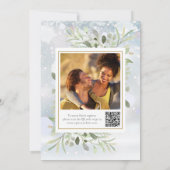 冬の雪のグリーン　QRコード写真　ブライズシャワー 招待状 (裏面)