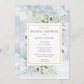 冬の雪のグリーン　QRコード写真　ブライズシャワー 招待状 (正面/裏面)