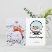 冬の雪のグローブホリデーフォトカード シーズンカード (スタンド正面)