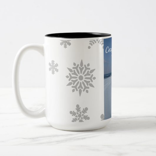 冬の雪のコーヒーマグ ツートーンマグカップ (左)