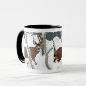 冬の雪のシカの木びき台 マグカップ (正面左)