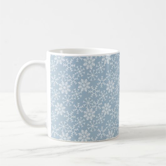 冬の雪のシームレスなパターン+アイディア コーヒーマグカップ (左)