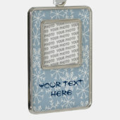 冬の雪のシームレスなパターン+アイディア シルバープレートフレームオーナメント (右)