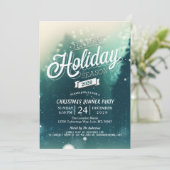 冬の雪のシーンクリスマスニューイヤーディナーパーティー 招待状 (スタンド正面)