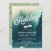 冬の雪のシーンクリスマスニューイヤーディナーパーティー 招待状 (正面/裏面)