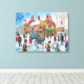 冬の雪のシーンテトリーティーファンオリジナル傘 キャンバスプリント (インサイチュ (ウッドフロア))