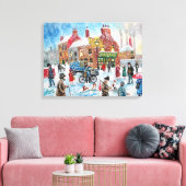 冬の雪のシーンテトリーティーファンオリジナル傘 キャンバスプリント (インサイチュ (リビング))