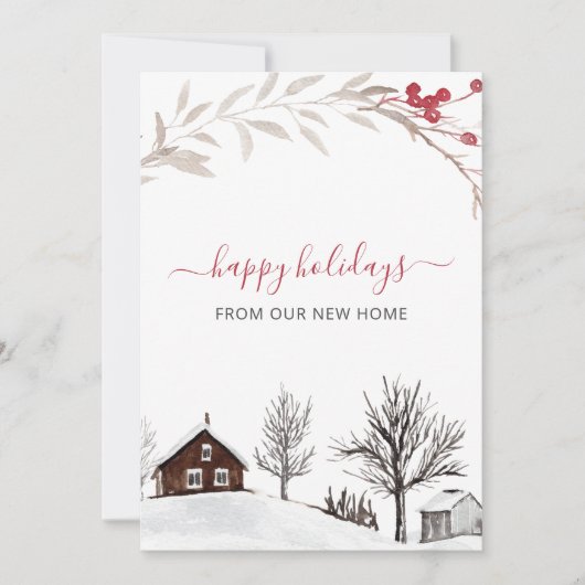 冬の雪のシーン新しいホームウェーブホリデーカードを移動 (正面)