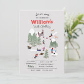 冬の雪のスキー場の誕生日 招待状 (スタンド正面)