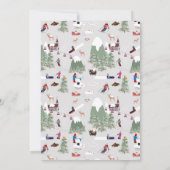 冬の雪のスキー場の誕生日 招待状 (裏面)