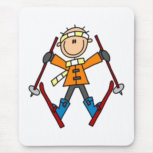 冬の雪のスキー マウスパッド (正面)