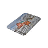 冬の雪のソレルと栗の馬と納屋 バスマット (アングル)