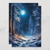 冬の雪のデザイン シーズンカード (正面/裏面)