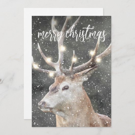 冬の雪のトナカイ 招待状 (正面/裏面)