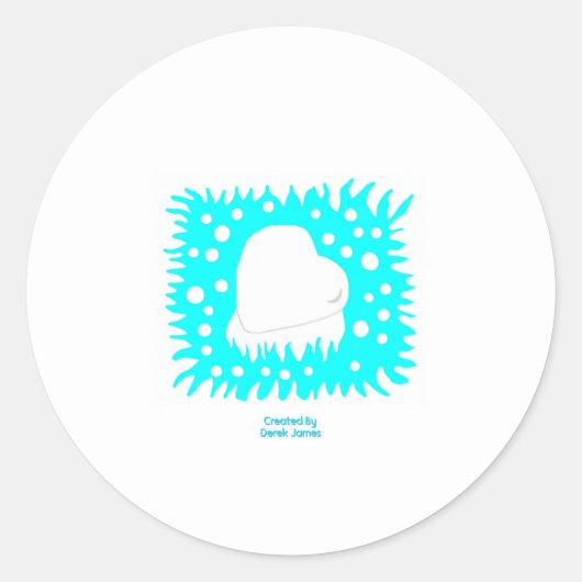 冬の雪のハートラウンドステッカー ラウンドシール (正面)