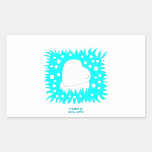 冬の雪のハート長方形シール 長方形シール (正面)