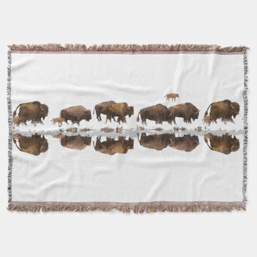 冬の雪のバイソンローミング | スローブランケット (正面)