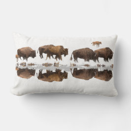 冬の雪のバイソンローミング | ランバークッション