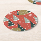 冬の雪のパインワンダーランド ラウンドペーパーコースター (アングル)