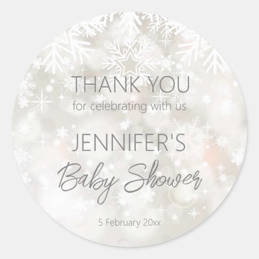 冬の雪のパステルの赤感謝していちゃんシャワー ラウンドシール (正面)