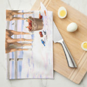 冬の雪のパロミノ四分の馬 キッチンタオル (四つ折り)