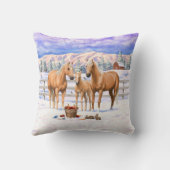 冬の雪のパロミノ四分の馬 クッション (裏面)