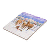 冬の雪のパロミノ四分の馬 タイル (側面)