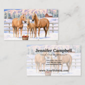 冬の雪のパロミノ四分の馬 名刺 (正面/裏面)