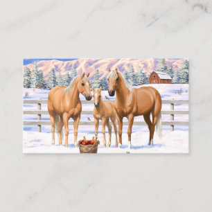 冬の雪のパロミノ四分の馬 名刺