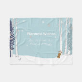 冬の雪のパーソナライズされたシーンを暖かく祈る フリースブランケット (正面(横))