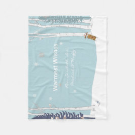 冬の雪のパーソナライズされたシーンを暖かく祈る フリースブランケット