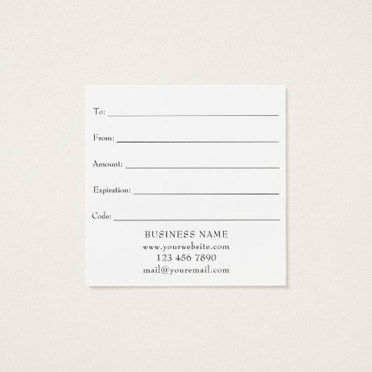 冬の雪のビジネスのギフト証明書ありがとう (裏面)