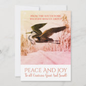 冬の雪のビジネスのクリスマスにヘロン鳥 シーズンカード (正面)