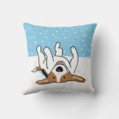 冬の雪のビーグル |ハッピードッグホリデーデザイン クッション (裏面)