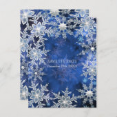 冬の雪のブルーホリデーパーティデートを保存 案内ポストカード (正面/裏面)